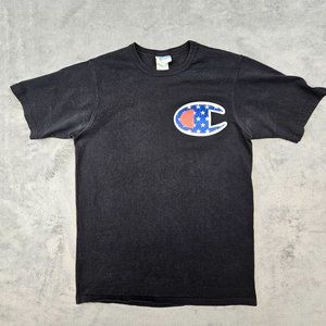 Champion Life Heritage T-Shirt‎ Men's Medium Black Big C Chest Patriotic Logo